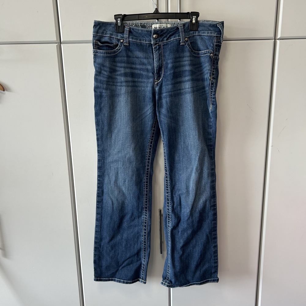 Ariat REAL Denim Mid Rise Bootcut Riding Jeans Ocean Blue 10014022 Womens 34R